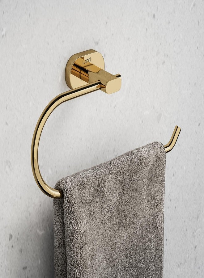 LAPO حامل مناشف وحلقة من الفولاذ المقاوم للصدأ 304 من LAPO - حامل مناشف - متين، مقاوم للصدأ، يُثبت على الحائط للحمام | المطبخ | منطقة الغسيل، طلاء ذهبي بتقنية PVD - عبوة من قطعة واحدة (سلسلة kik) - Image 1